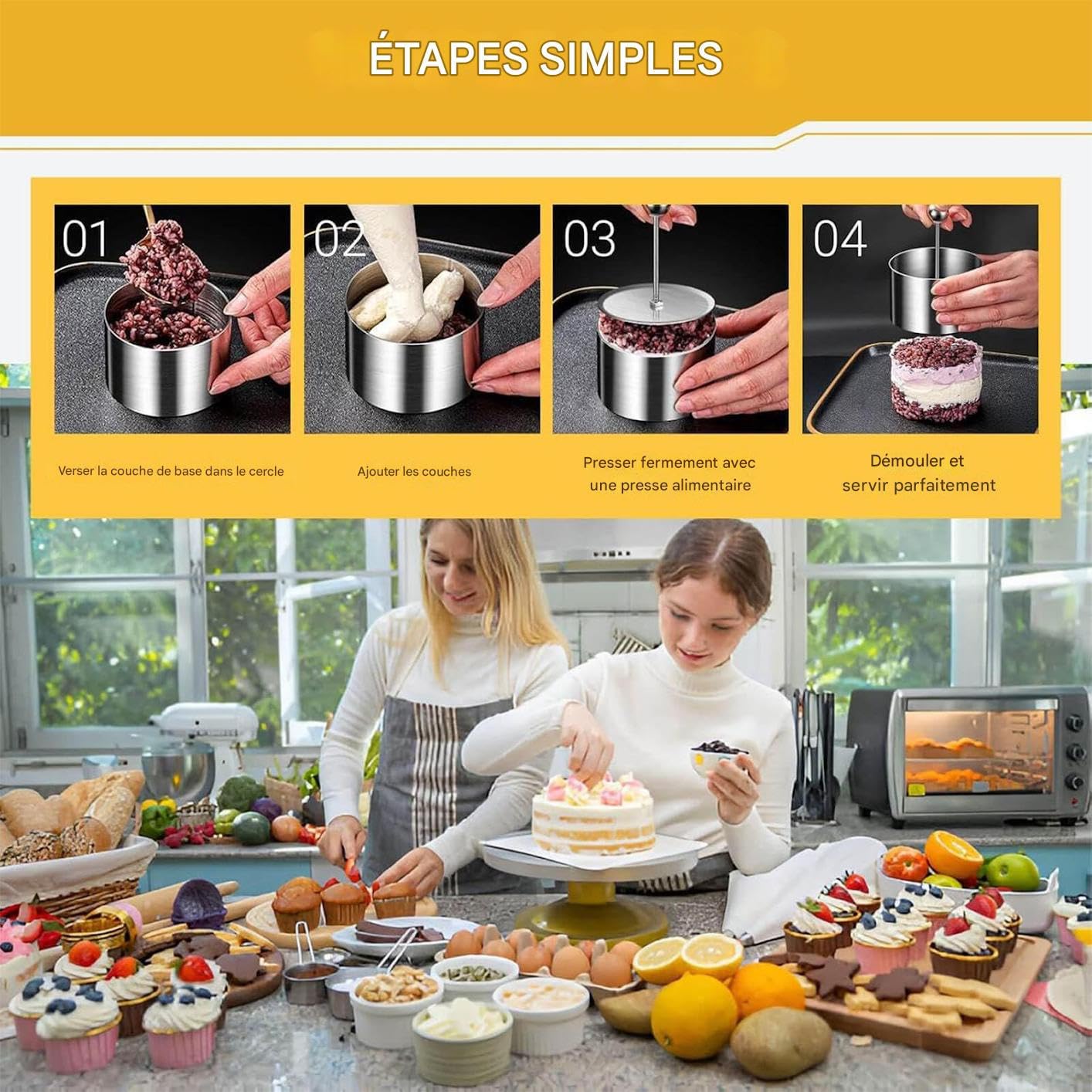 Cercles à Gâteau pour Pâtisserie 12 Pièces Ensemble de Couteaux en Acier