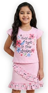 Wonder Klothes Floral Dreams Short Sleeves Top & Skirt Set | Girls Dress | Cotton Clothing Sets for Infants and Toddlers Price In India