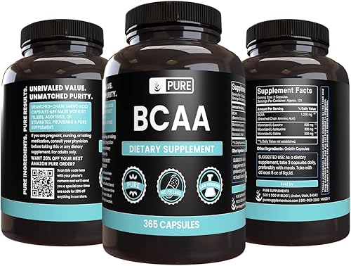 Miniatura 7 de Pure Original Ingredients - Paquete de cápsulas de L-glutamina y BCAA (365 cápsulas cada una), sin rellenos de magnesio o arroz