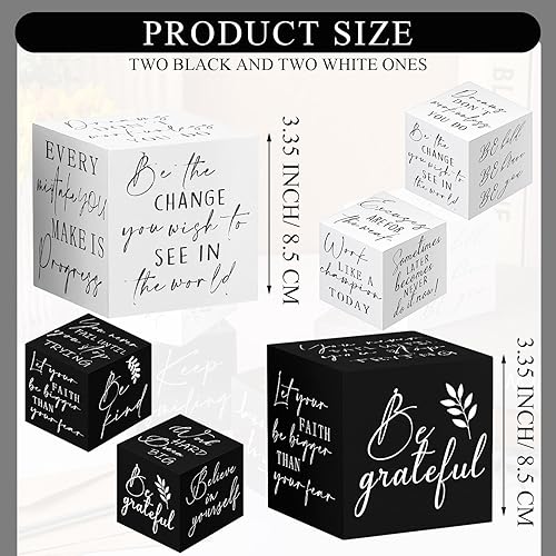 Miniatura 2 de Pinkunn 4 piezas inspiradoras de decoración de escritorio, regalo para hombres y mujeres, mini letreros inspiradores de madera para decoración