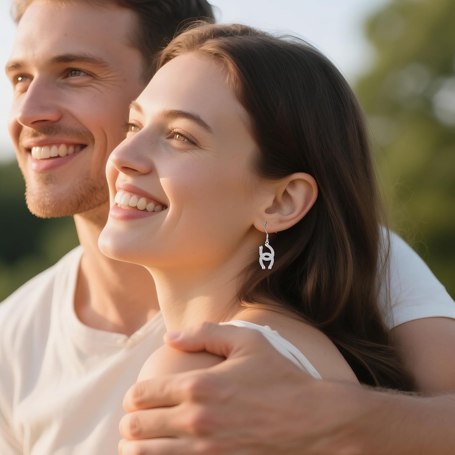 Horse Shoe/Horse Racing Dangle Earrings Sterling Silver Horse Jewelry Gift for Women - Image 3