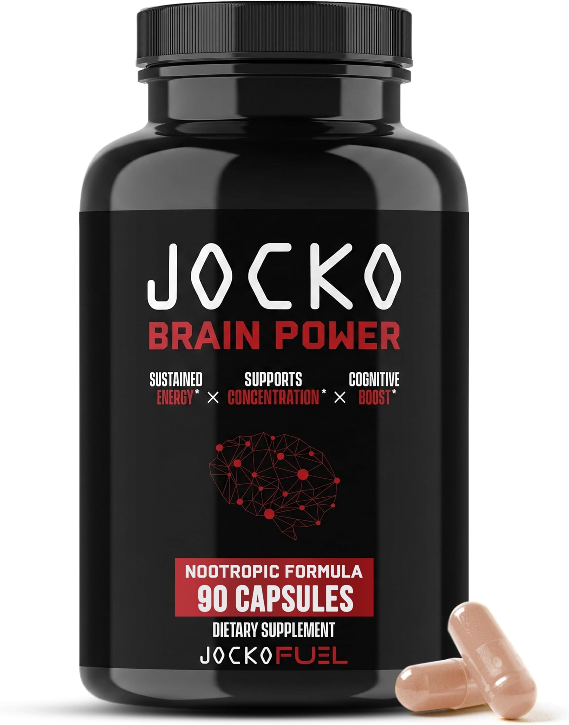 Jocko Fuel Brain Power - Nootropic Dietary Supplements for Memory & Focus wiht L Theanine, L Carnitine- Energy & Focus Supplement (90 Capsules)