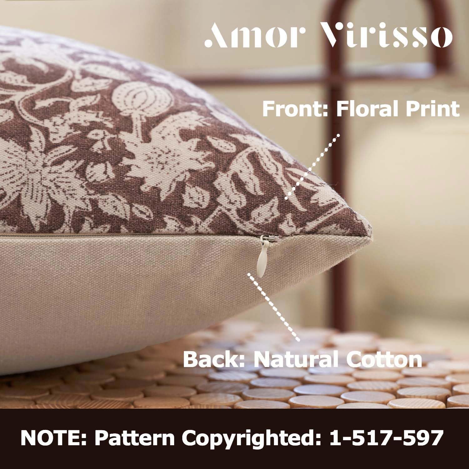 Amor Virisso Floral Throw Pillow Cover 14x36 Couch Decorative Accent Sofa Pillow Brown