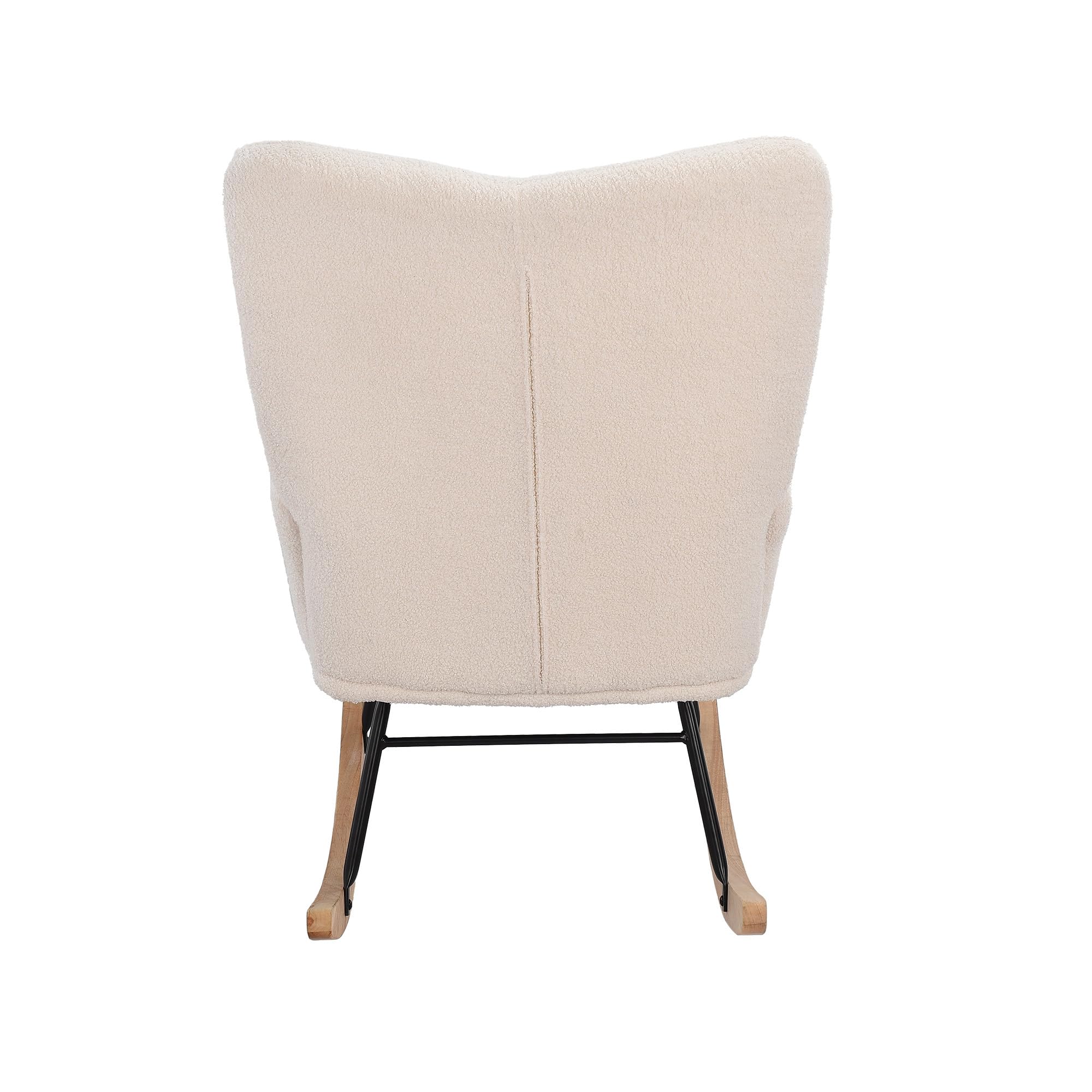 MEXUS Chaise à Bascule, Coussin en Laine à Dossier Haut, Chaise Longue Moelleuse et Chaise d'allaitement, Convient au Salon, à la Chambre, à la Chambre de bébé et à la Salle de Lecture, Beige