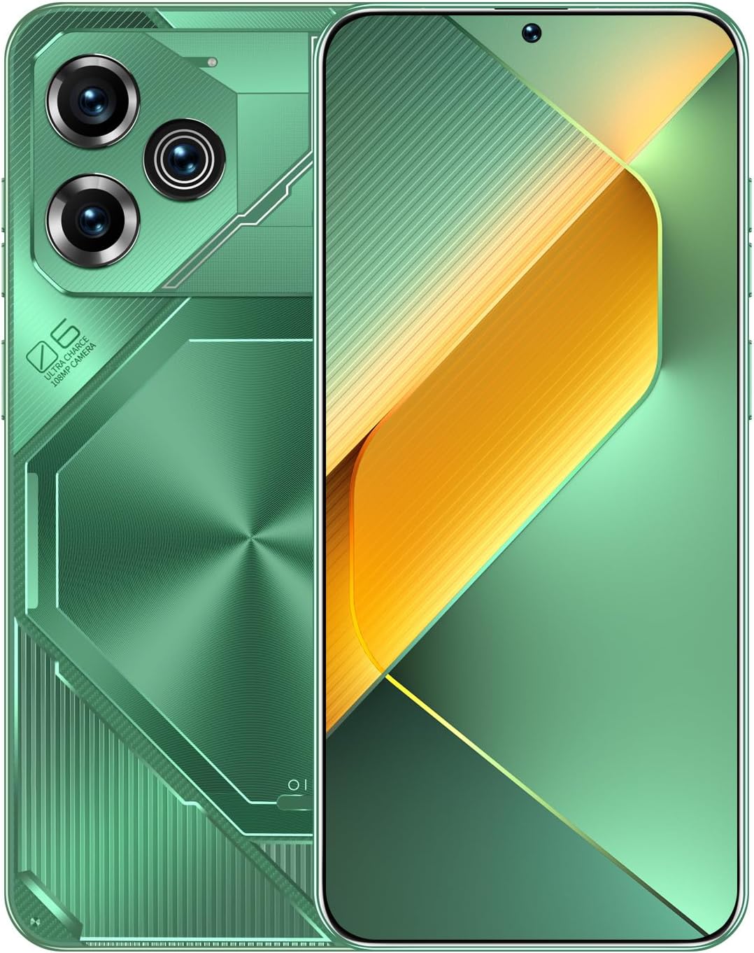 Pova6 pro Unlocked Android Phone Smartphone 10-core 8GB+256GB Cell Phone 48MP+108MP Camera Pixels 6800mAh Battery for Extended Standby 6.82-inch HD Screen Mobile Phone 5G Dual SIM Card (greener)