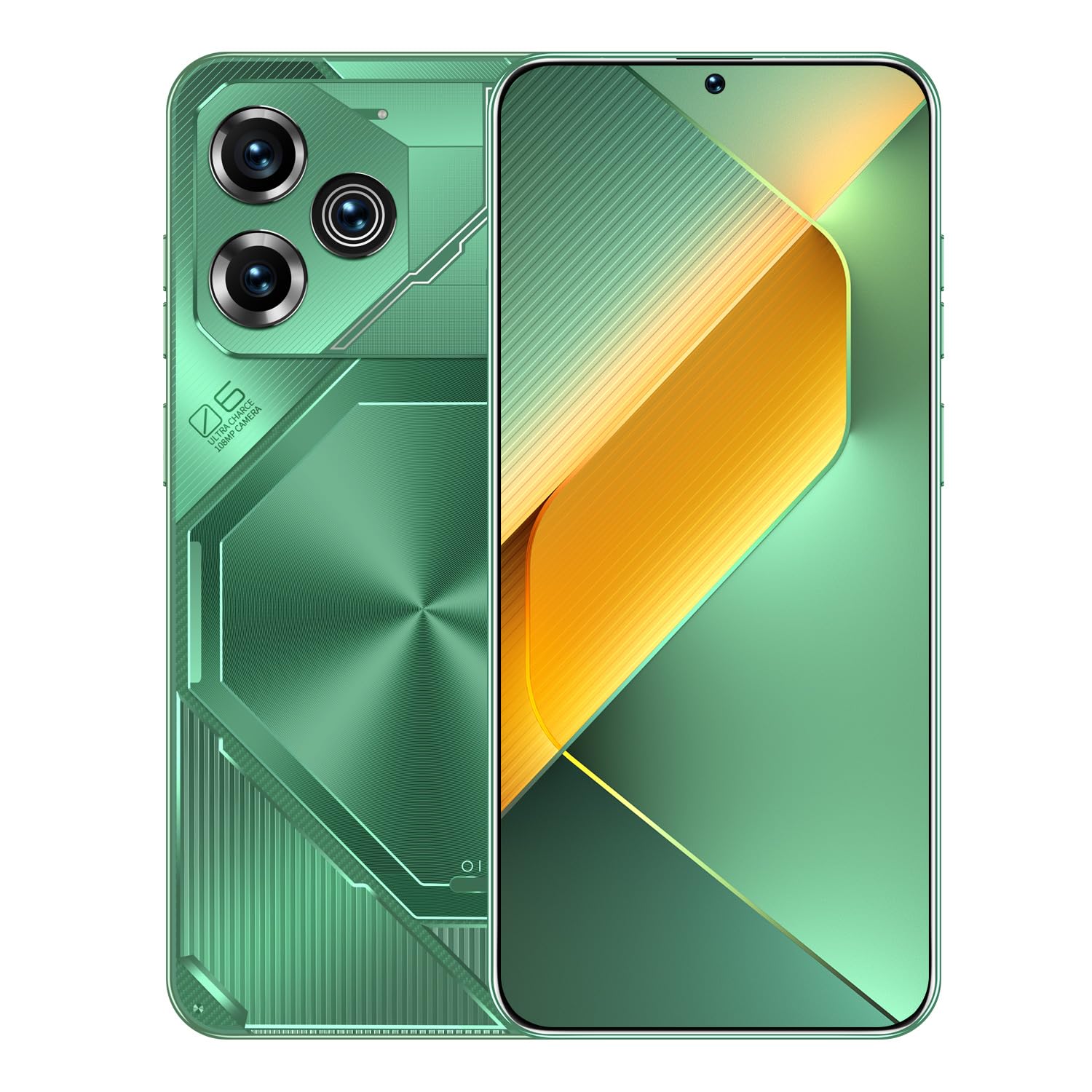 Pova6 pro Unlocked Android Phone Smartphone 10-core 8GB+256GB Cell Phone 48MP+108MP Camera Pixels 6800mAh Battery for Extended Standby 6.82-inch HD Screen Mobile Phone 5G Dual SIM Card (greener)