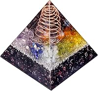 Vista 36 de Rockcloud Healing Crystal Gold Wire Orgone Pyramid Stone Figurine Energy Generator for Meditation Reiki Balancing, Rose Quartz