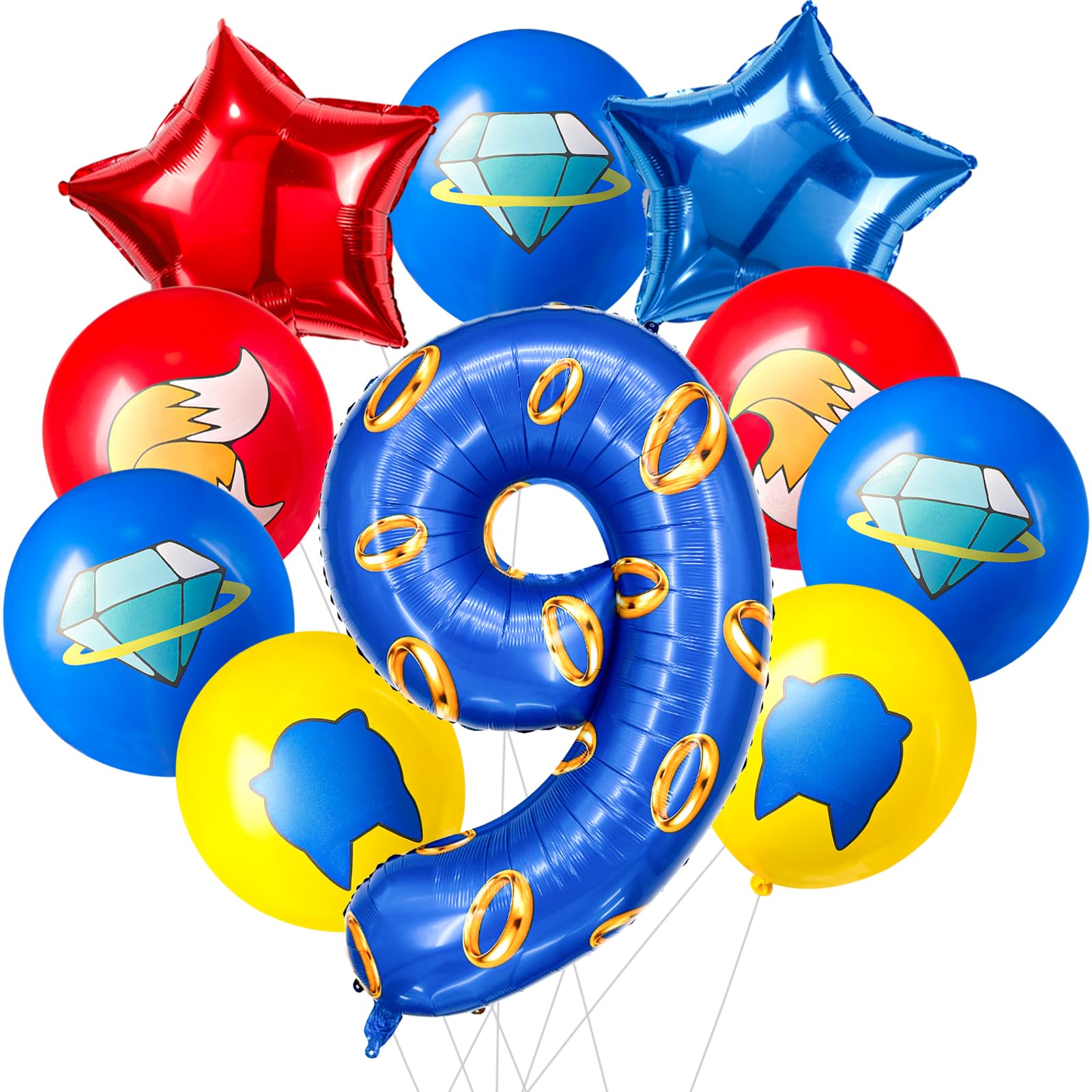 FJZEPIN number 40 inch blue and gold ring balloon set birthday number decoration aluminum film balloon suitable for boys and girls blue theme party