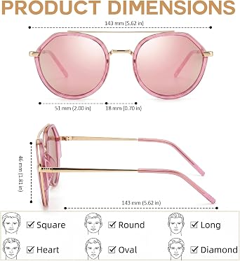 Chicid Retro Tangle Free Aviator Sunglasses for Women Round Frame Design