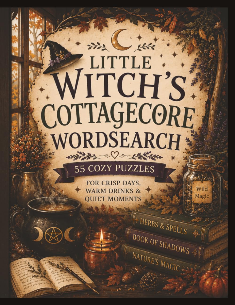 Little Witch's Cottagecore Word Search: This beautiful word search book will be loved by all those who love Cottagecore, Witchcore and cosy Autumn nights.