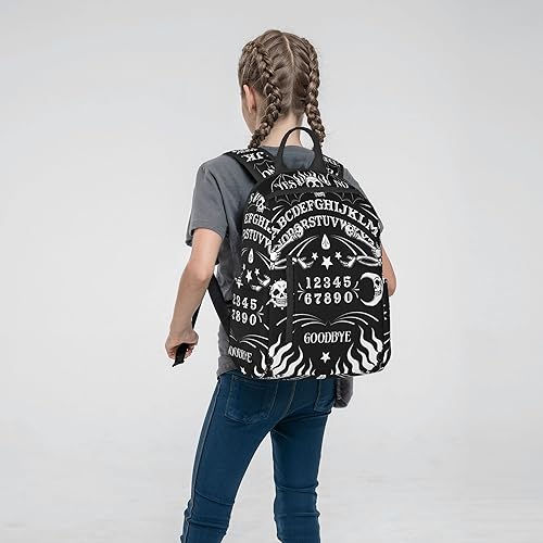 Miniatura 7 de SWEET TANG Mochila de viaje ligera para ciclismo, senderismo, para hombres y mujeres, Tatuaje Esqueleto Cráneo Tablero Negro, Mochilas de viaje