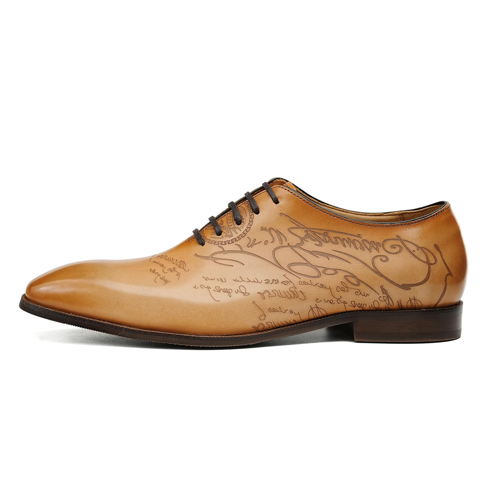 Générique Oxfords Formels en Cuir Poli pour Hommes Chaussures Habillées Rétro à Lacets Faites à la Main