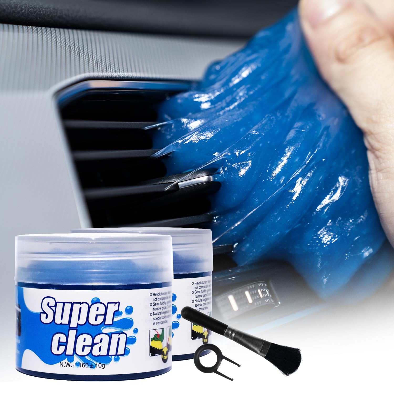 WBinFeng 2 Pack Car Cleaning Gel Keyboard Cleaner Universal Auto Detailing Tools Car Interior Cleaner Cleaning Slime Dust Car Crevice Cleaner Car Accessories Keyboard Cleaner (2 Pack (Blue, Pink)