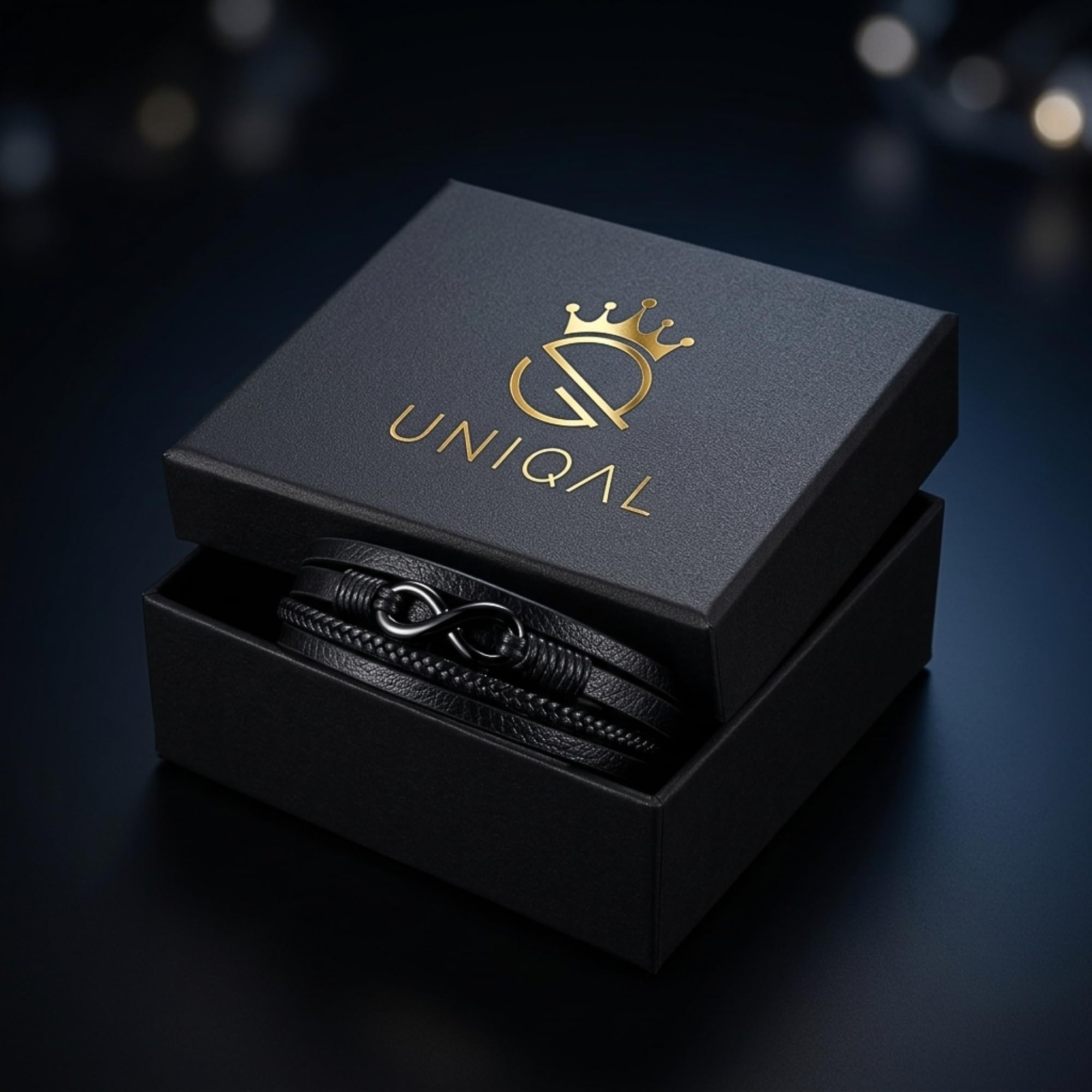UNIQAL | Unendlichkeit Leder Armband "ETERNAL" Infinity Bracelet | Geschenk box | Magnetverschluss
