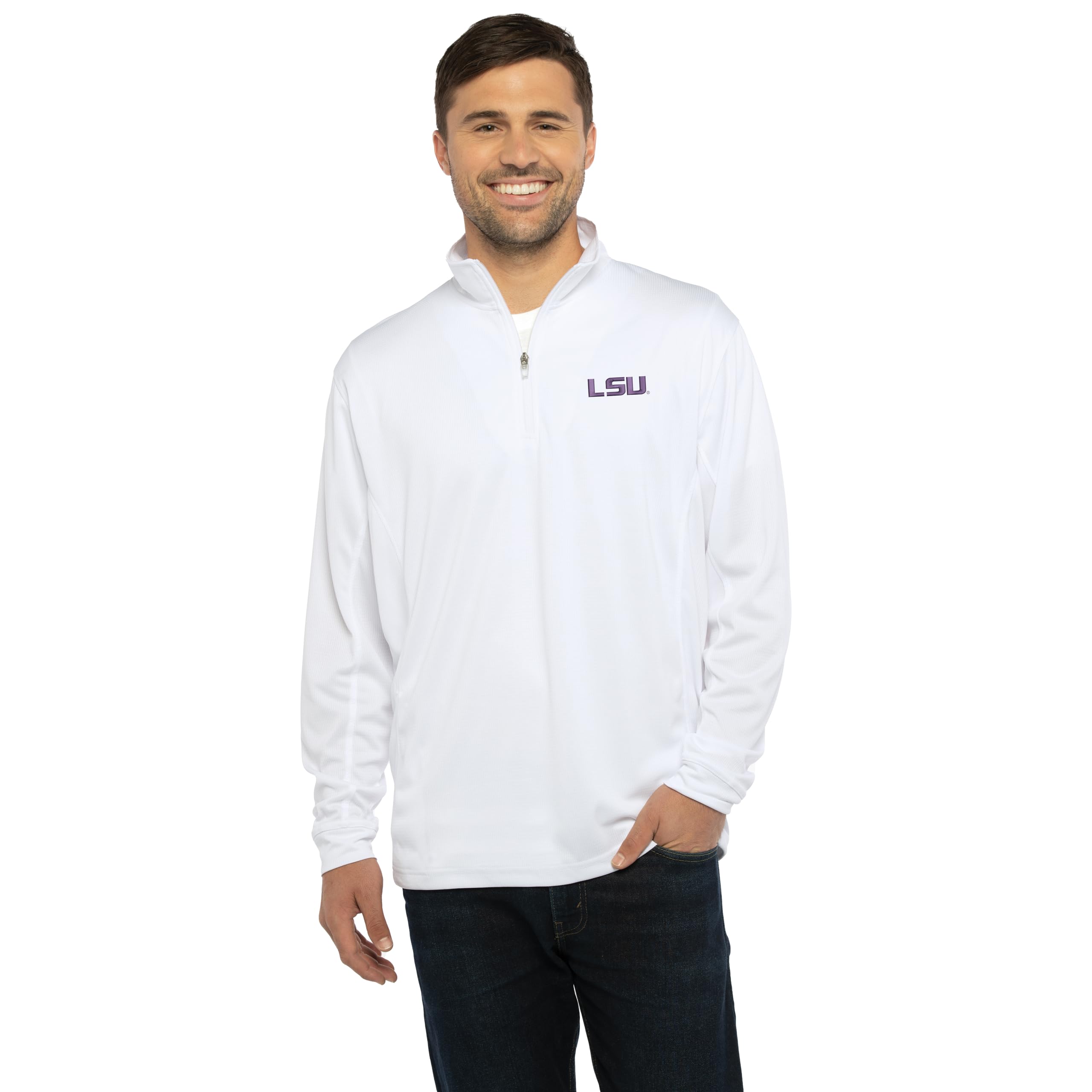 Vantage Apparel Men's Standard Collegiate Micro Mesh Performance Black 1/4 Zip Pullover