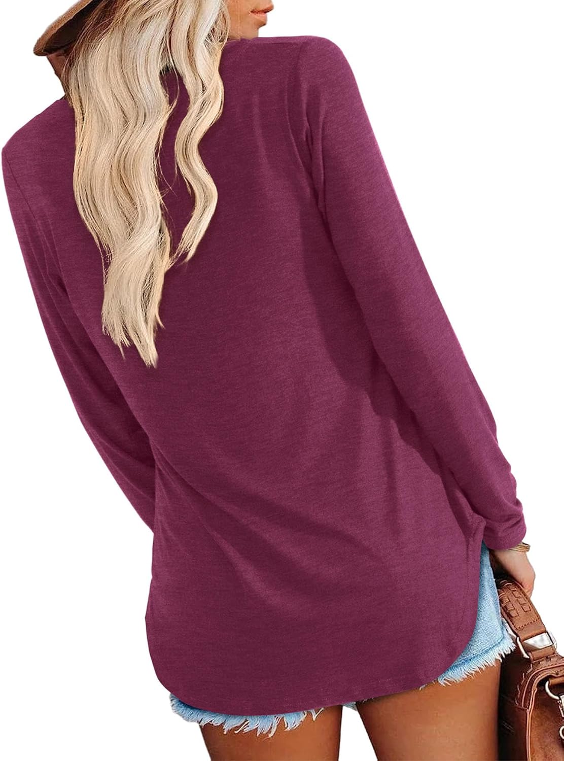 Amoretu Women V Neck T-Shirt Casual Short Sleeve Plain Tee Shirts Blouses - Image 2