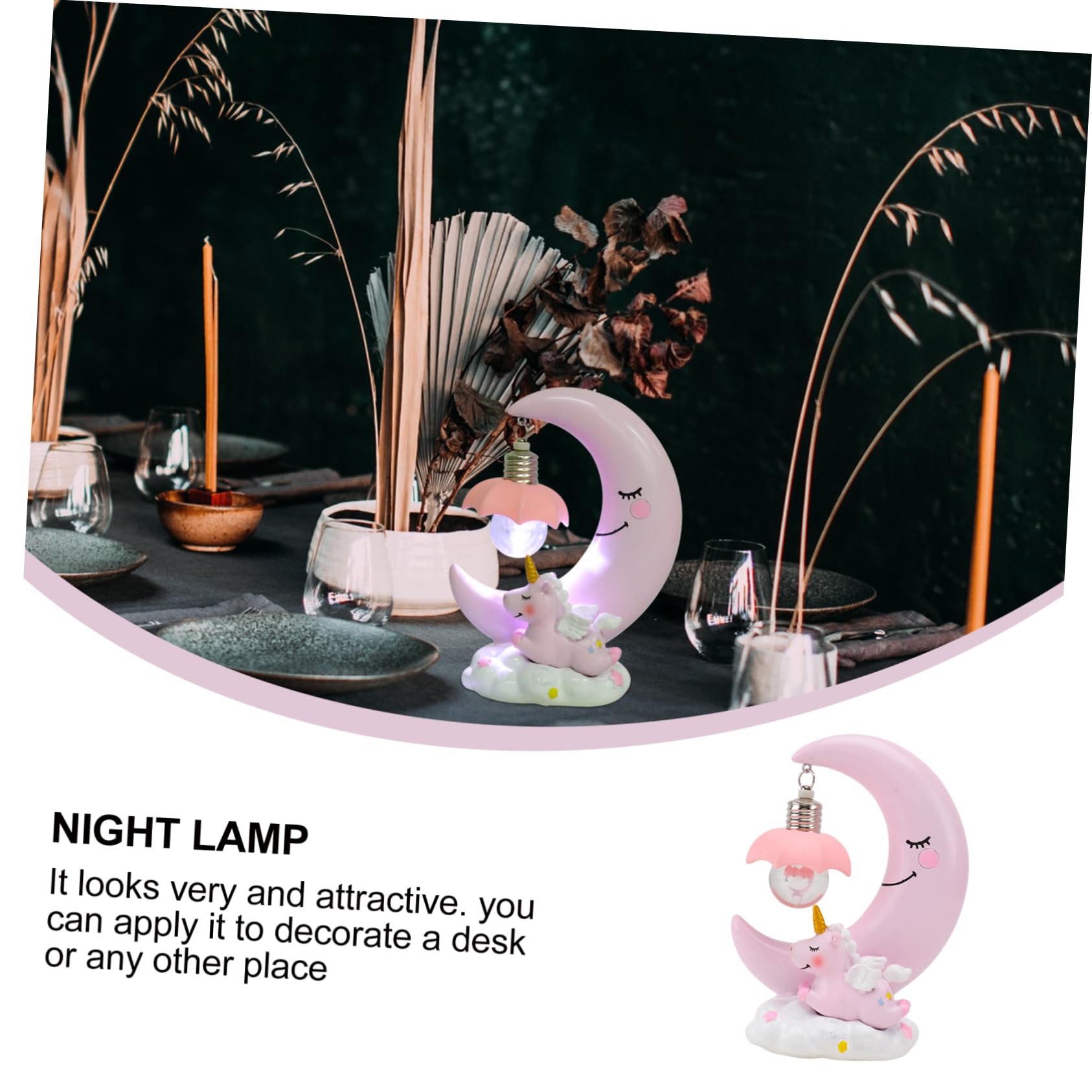 WOONEKY Lámpara De Noche De Resina Con Diseño De y Decoración Encantadora Para Mesita De Noche Liviana y Duradera Para Habitación Infantil y Regalo De Cumpleaños