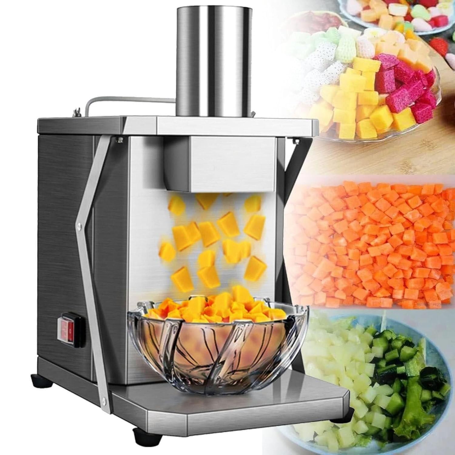 YNIYUJKL Electric Vegetable Dicer,Commercial Multi-Function Fruit Slicer, Food Processor 250W,For Onions, Carrots, Potatoes