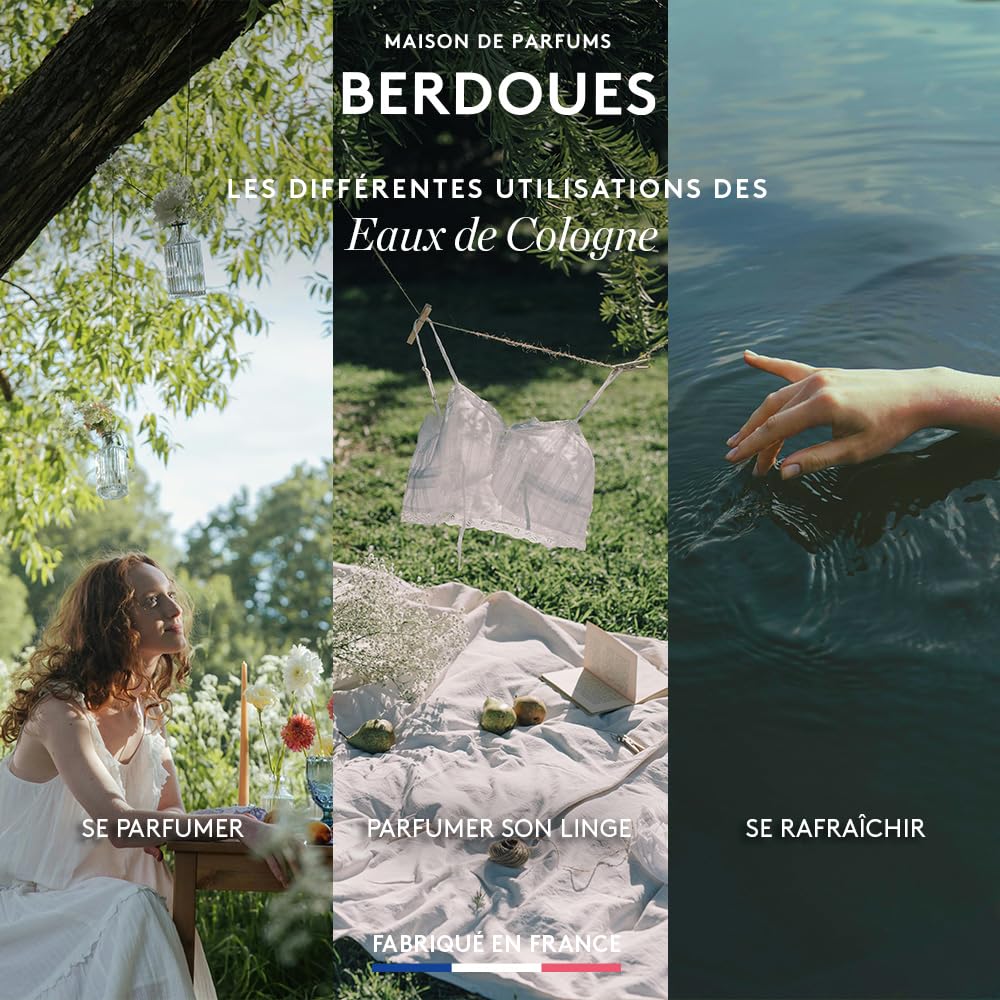 BERDOUES 1902 Eau de Cologne Violette, Lot Rechargeable, Made in France, Sans colorant Parfum femme et homme, vaporisateur 125ml et recharge 245ml