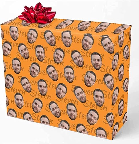 Miniatura 7 de M YESCUSTOM Papel de regalo con fotos personalizadas, papel de regalo para el Día de la Madre, Día del Padre, cumpleaños, Navidad (morado, rosa,