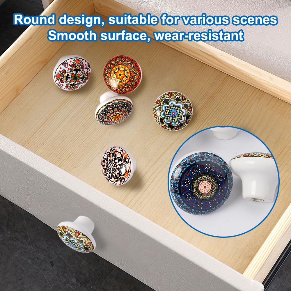 10 Pomelli Per Mobili In Ceramica Stile Bohémien - Maniglie Vintage Per Cassetti E Armadi Cucina - Foto 8