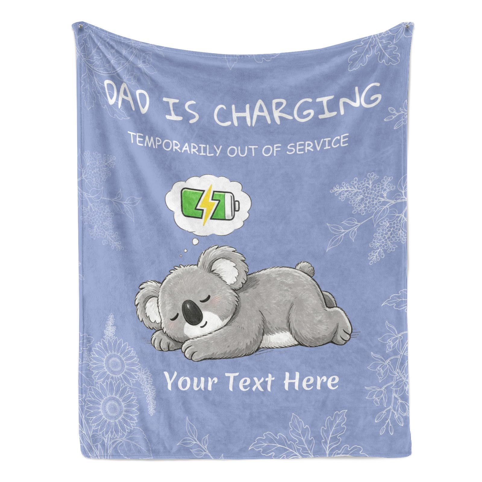Manta con koala, manta con nombre personalizado para sofá cama, mantas suaves y cálidas para el día del papá de la hija y el hijo