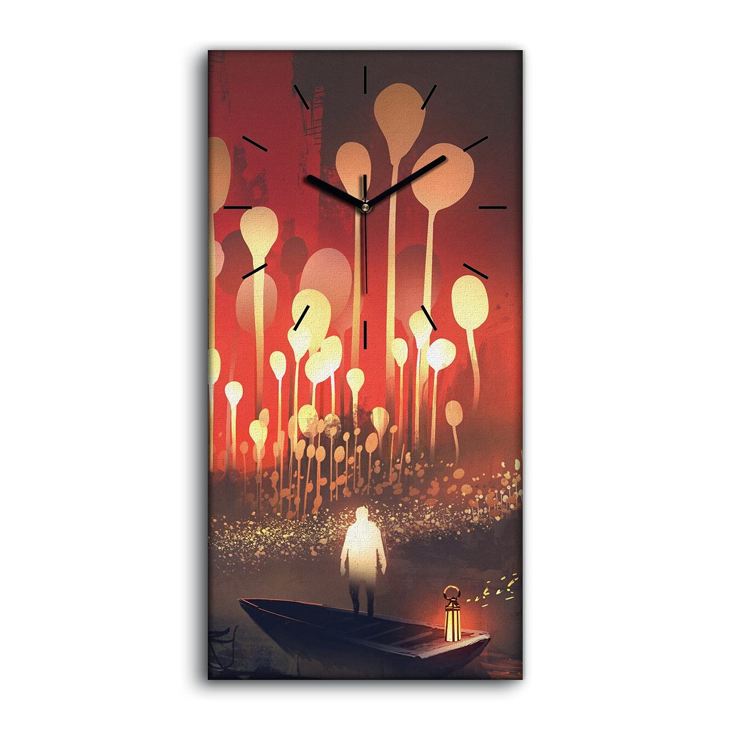Horloge sur toile art moderne avec impression forêt fantastique