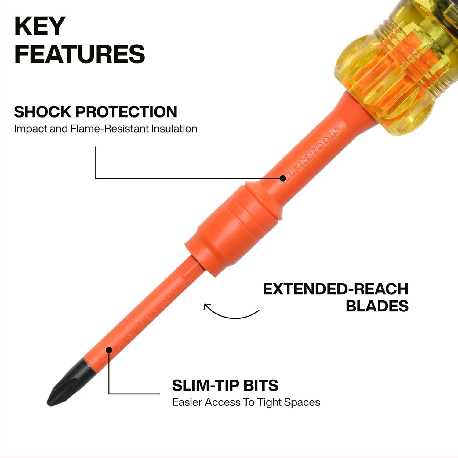 Klein Tools 32310INS 10-in-2 Insulated Multi-Bit and Multi-Bit Precision Screwdriver Set, Auto-Locking Collar, 1000V Rated, In-Handle Bit Storage