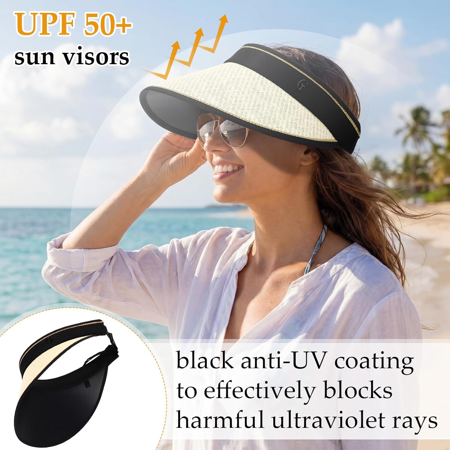 12 Pack Wide Brim Sun Visor Hats for Women UPF 50+ Foldable Straw Beach Hat UV Protection for Travel, Vacation