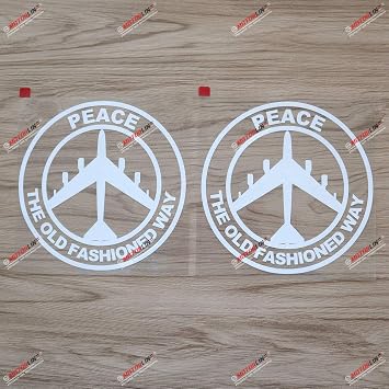 2X White 4 Peace Air Force B-52 B52 Decal Sticker The Old Fashioned Way Car Vinyl no bkgrd