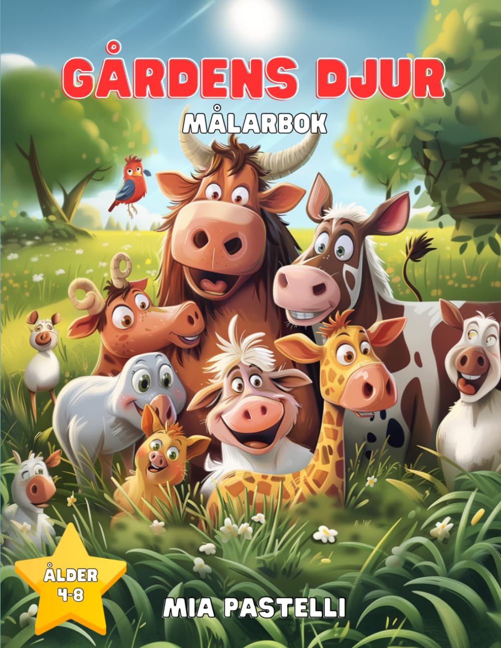 Roliga Gårdens Djur – Målarbok med Enkla Illustrationer för Barn 4-8 År som Stimulerar Kreativitet