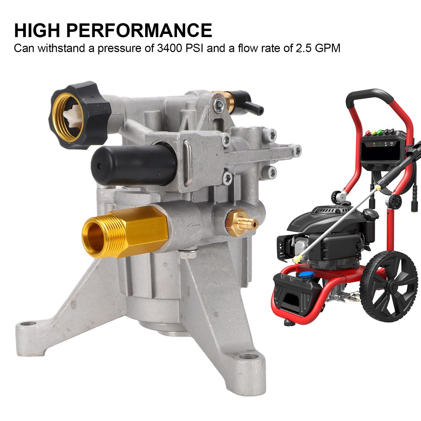 Fydun Bomba de Lavado Vertical de 7/8 Pulgadas, 3400 PSI, 2,5 GPM, para Lavadora de Gas, con Salida de Entrada Trasera de Repuesto para Simpson