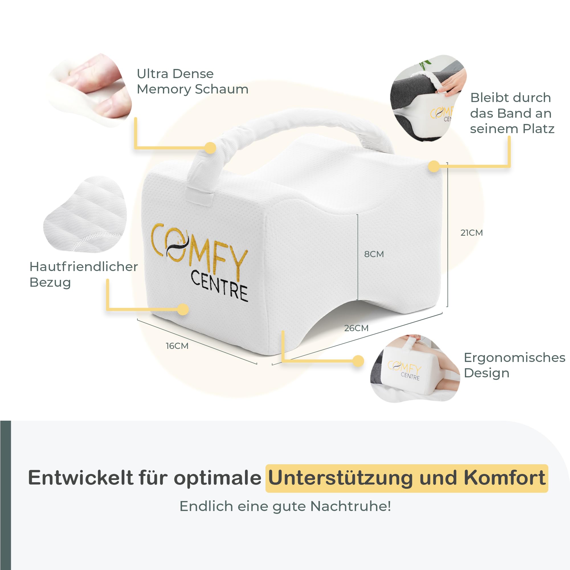 Cuscino Ortopedico Per Gambe &ndash; Memory Foam, Con Cinturino, Per Chi Dorme Di Lato