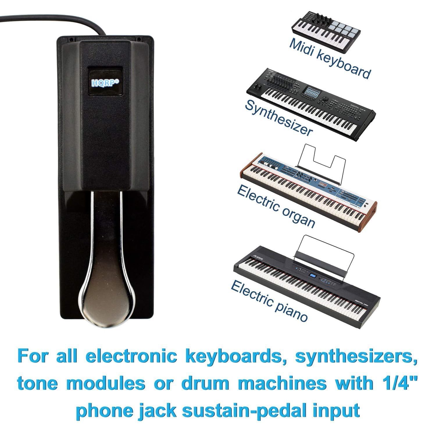 HQRP, pedale prolungamento universale stile pianoforte per tastiere digitali M-Audio/Yamaha/Casio/Roland/Korg/Kurzweil