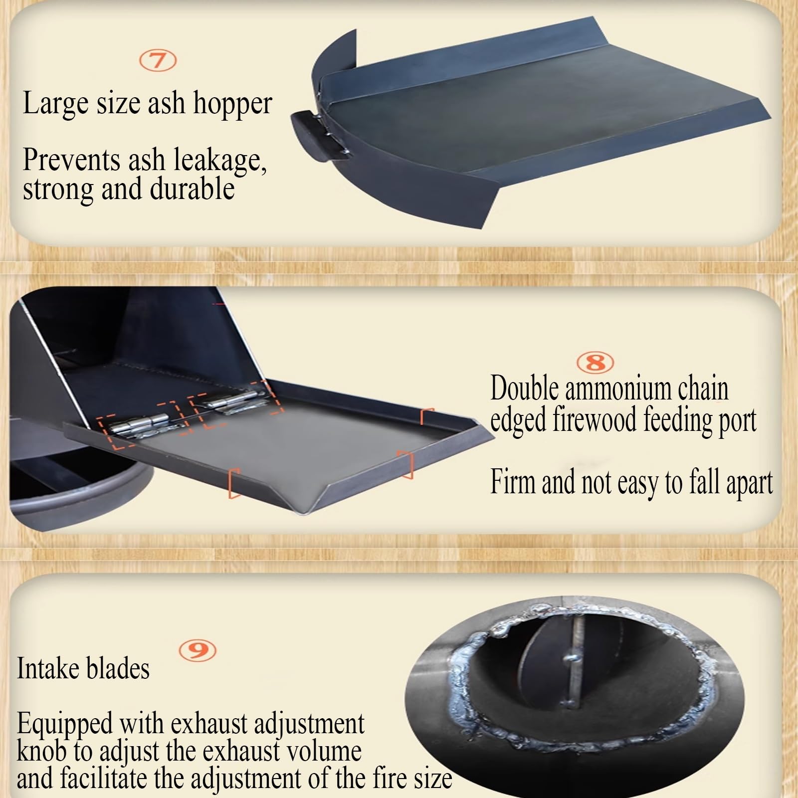 Estufa Leña Interior Rinconera, Estufa Leña Interior Pequeña, Chimenea Exterior para Terraza Estufa de Leña en Acero para la Calefacción de Los Ambientes(58cm)