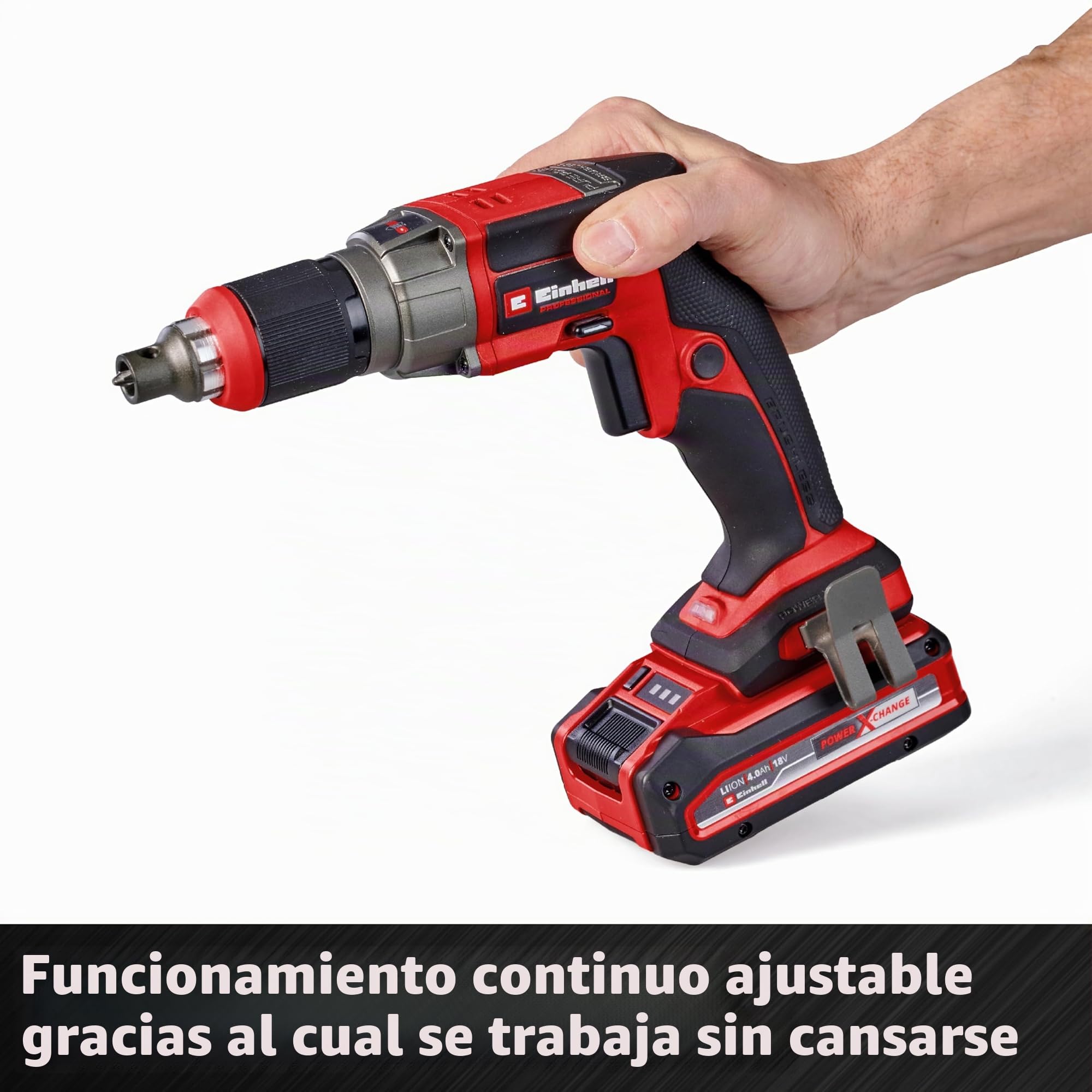 Einhell TP-DY 18 Li BL + Magazine Power X-Change - Atornillador (18 V, sin escobillas, tope de profundidad, incluye adaptador de cargador, 2 puntas, E-Case, sin batería)