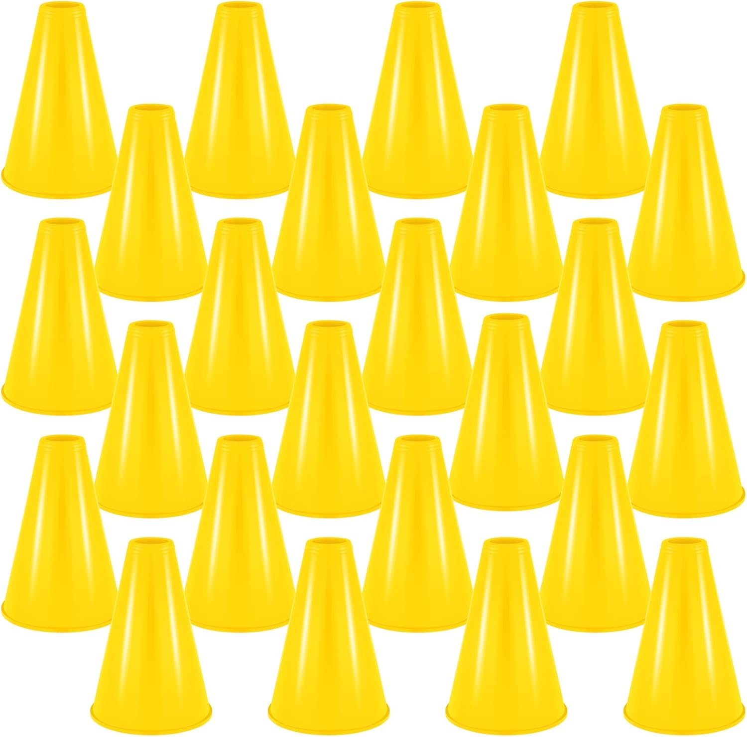 DEEKIN 24 Pcs Plastic Mini Megaphone Yellow Cheer Megaphone