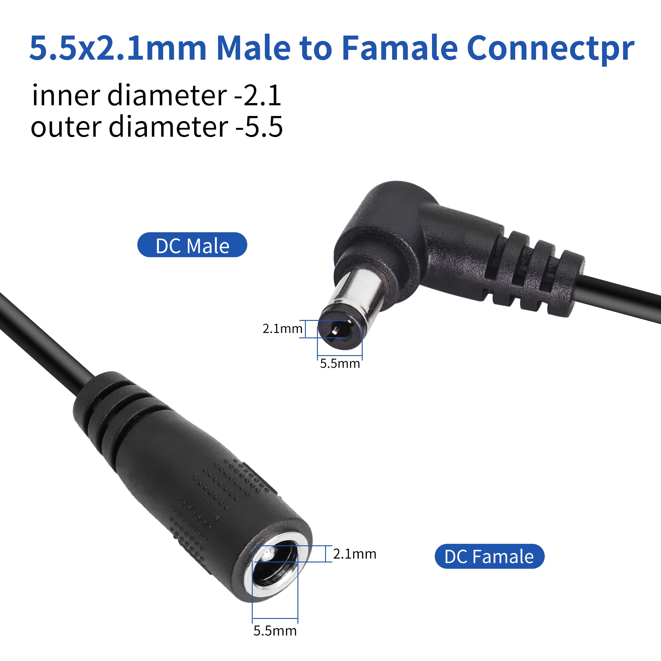 Câble Répartiteur D'alimentation CC 1 Femelle à 4 Mâles 5.5mm X 2.1mm