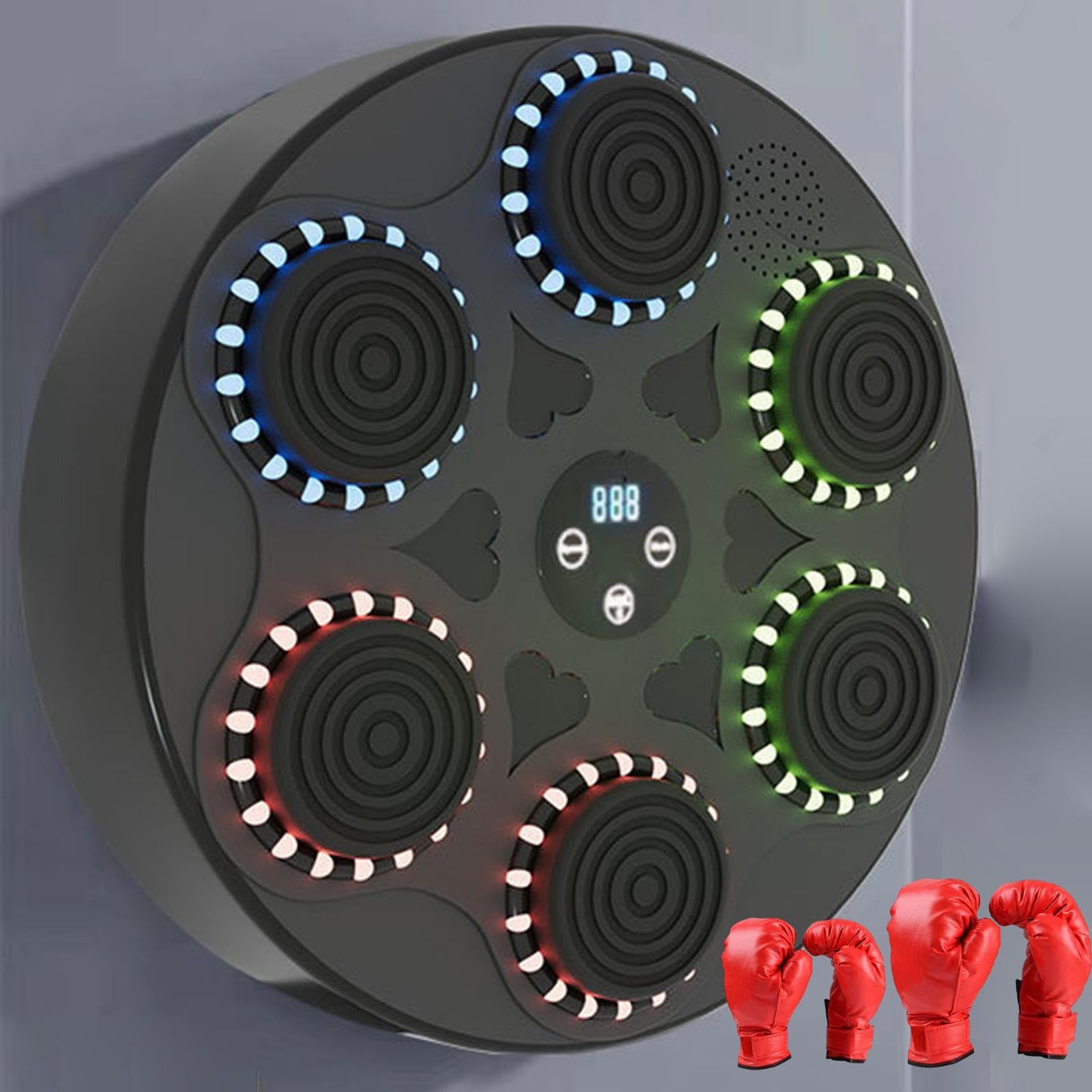 Milageto Music Boxing Machine Tablero Musical de Boxeo Dispositivo de Entrenamiento Almohadilla de Puñetazos Entrenador Electrónico con Luces Ajustables