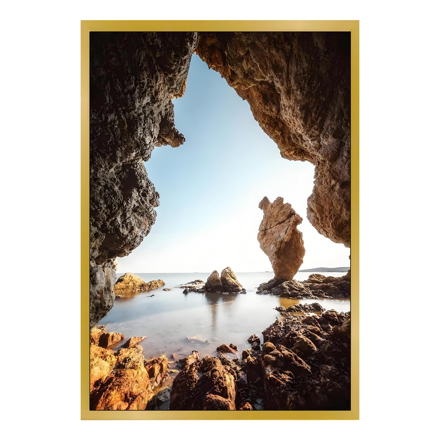 A4 High-Definition Aluminum Picture Frame Rust-Resistant Wall Mountable Metal Photo Frame Poster Frame with Thickend Plastic Front - Gold