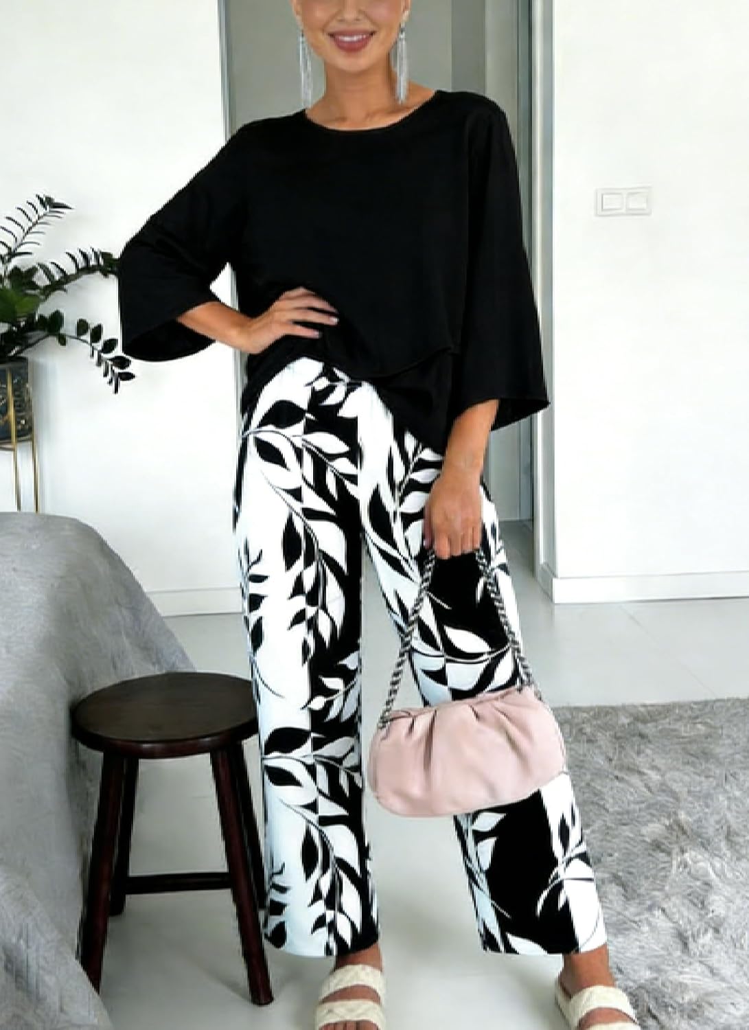 2 Piece Sets for Women 3/4 Sleeve Pants Sets Dressy Casual Cruisewear image 2