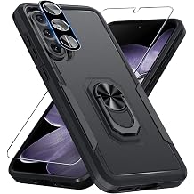 Janmitta Compatible with Samsung Galaxy A36 5G Case with Screen Protector+Camera Lens Protector,Heavy Duty Full Body Phone Cover Built in Ring Holder Kickstand,2025 Black Matte