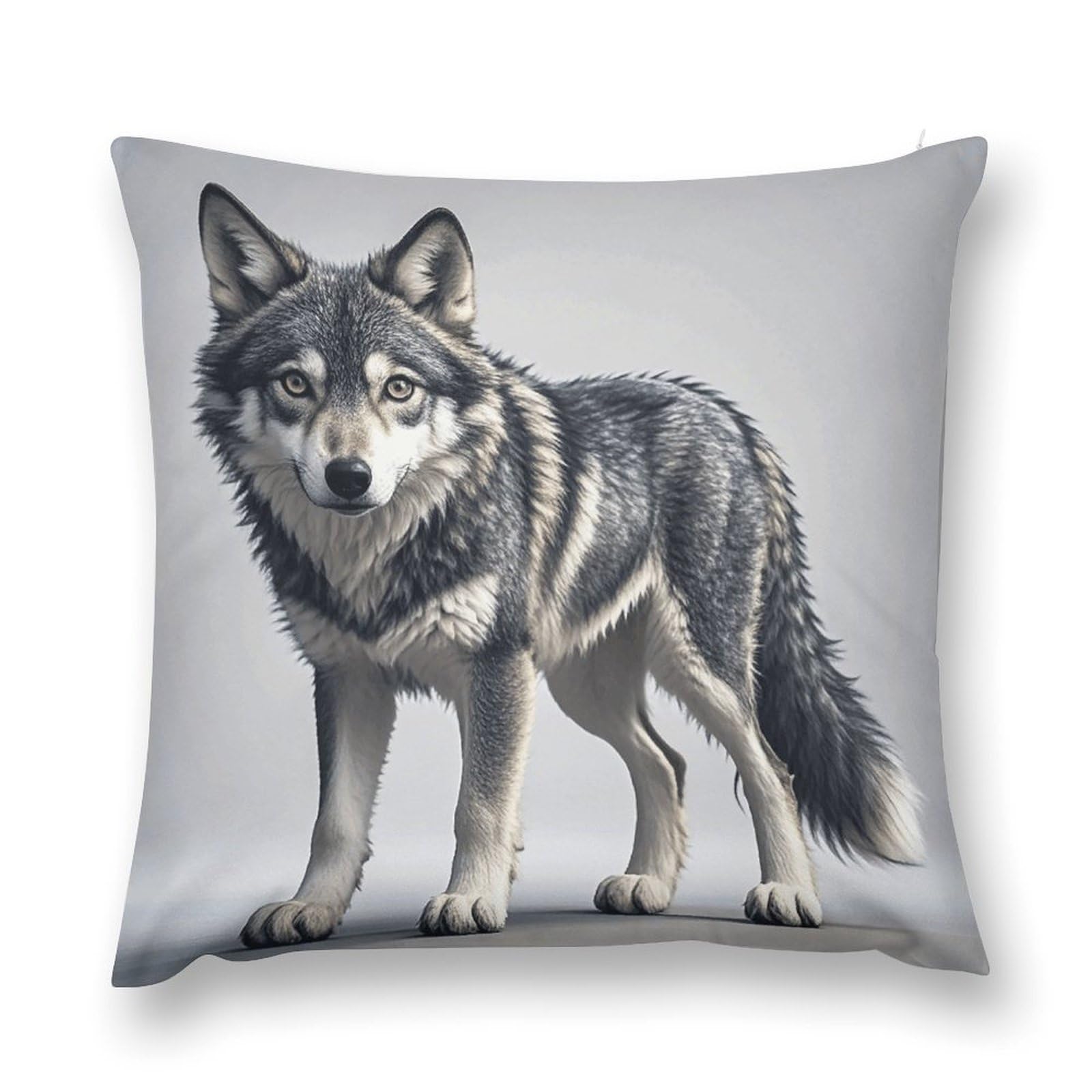 VstaDank Cute Wolf Throw Pillow Cover with Hidden Zipper Farmhouse Couch Pillow Cover Cozy Soft Short Plush Cushion Case Fashion Square Decorative Pillow Cover for Living Room