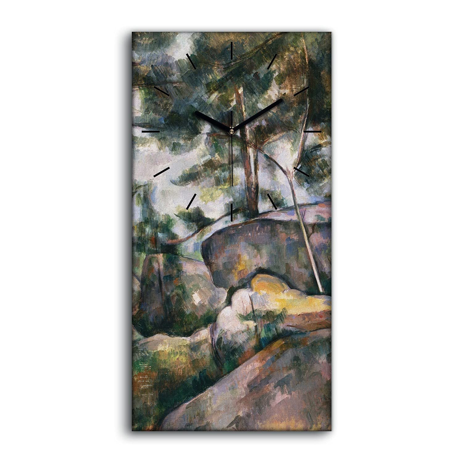 Horloge sur Toile salon chambre déco tableau mural Coloray rochers forêt moderne 30x60