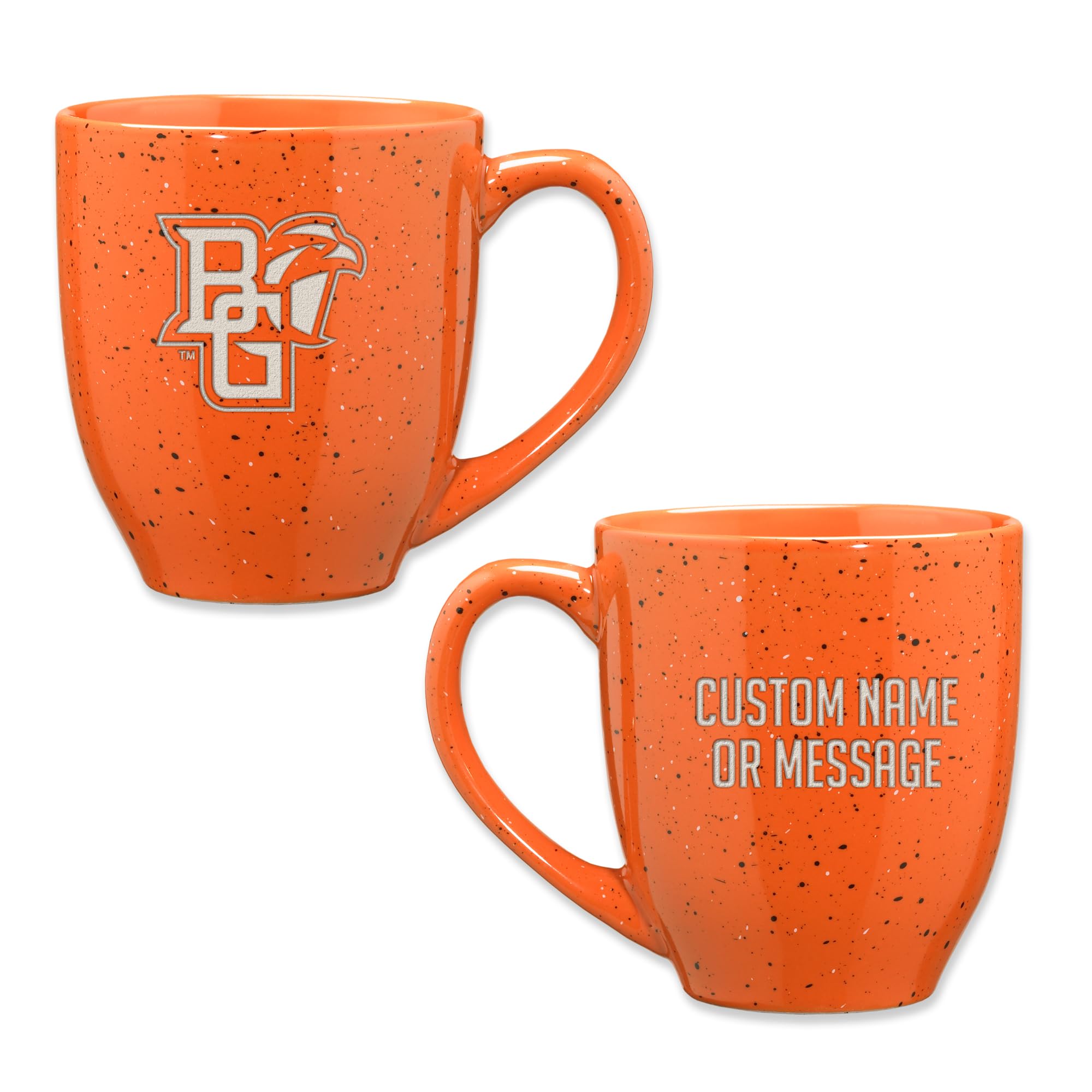 Rico Industries NCAA Bowling Green Falcons Orange Personalized 16 oz Team Color Laser Engraved Speckled Ceramic Coffee Mug