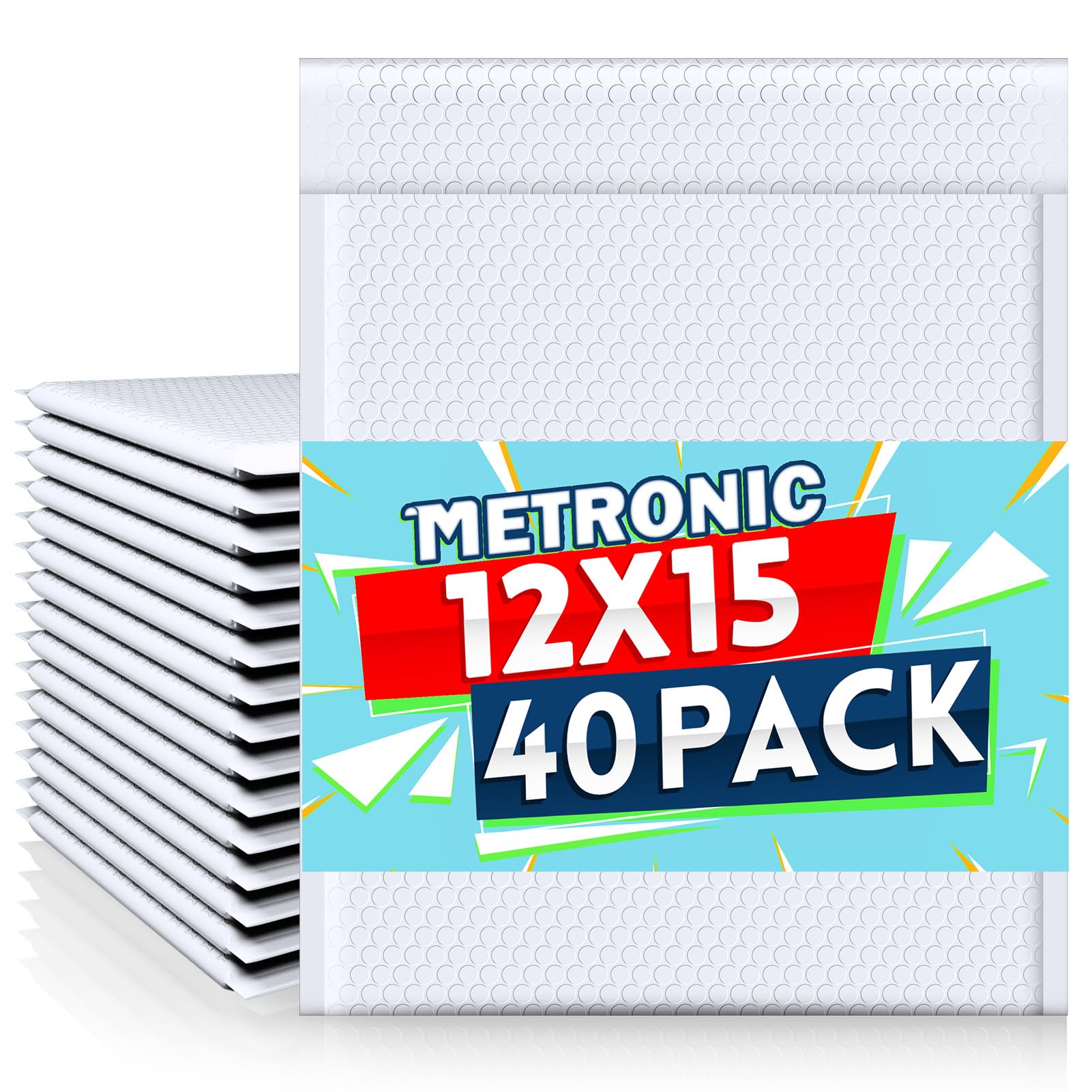 Metronic Bubble Mailers 12x15 Inch 40 Pack Large Padded Envelopes White
