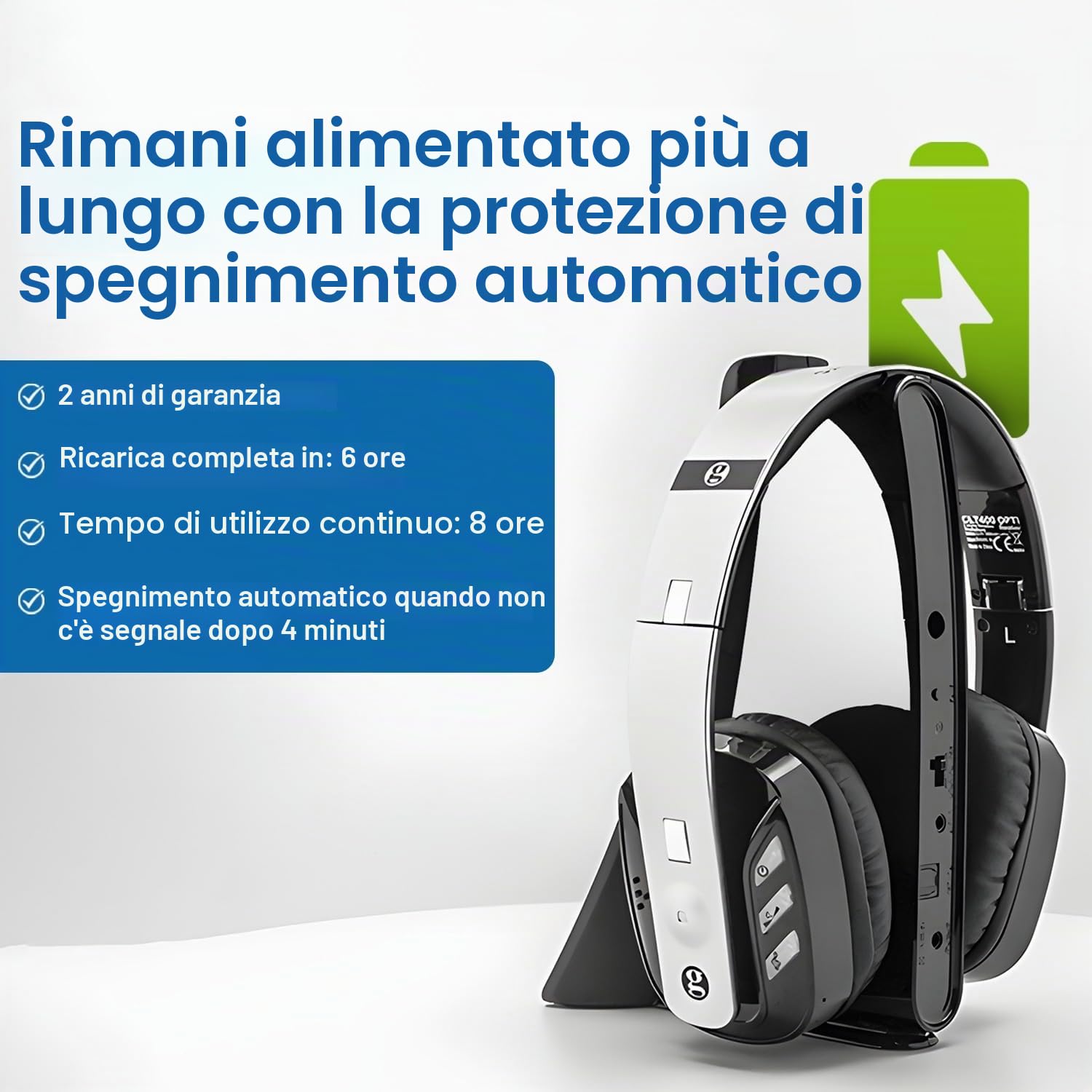 Geemarc Opti CL7400 - Cuffie amplificate wireless per TV, con connettore ottico, per TV, smartphone e PC, perdita dell'udito da bassa a grave