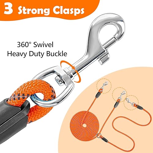 Miniatura 9 de XiaZ Cable de amarre para perros para 2 perros, 152030 pies, portátil, para campamento, correa reflectante para perros, para patio, campamento al