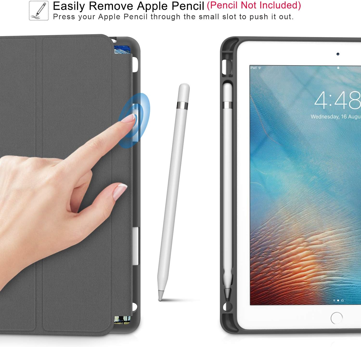 Soke iPad 9.7 2018/2017 Case with Pencil Holder, Trifold Stand with Shockproof Soft TPU Back Cover and Auto Sleep/Wake Function for iPad 9.7 inch 5th/6th Generation,Starry Night