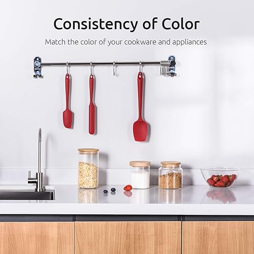Miniatura 8 de U-Taste Juego de espátulas de silicona con 480 grados Fahrenheit resistente al calor (rojo)